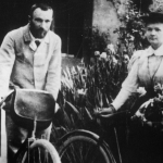 Extract of the original picture of Pierre and Marie Curie on their honeymoon in 1895